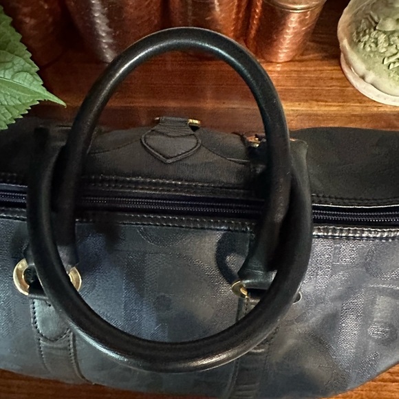 Christian Dior top handle bag. Huge. Vintage. Diorissimo leather and canvas - Picture 12 of 14